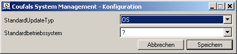 Coufals System Management - Subfenster Extras/Konfiguration